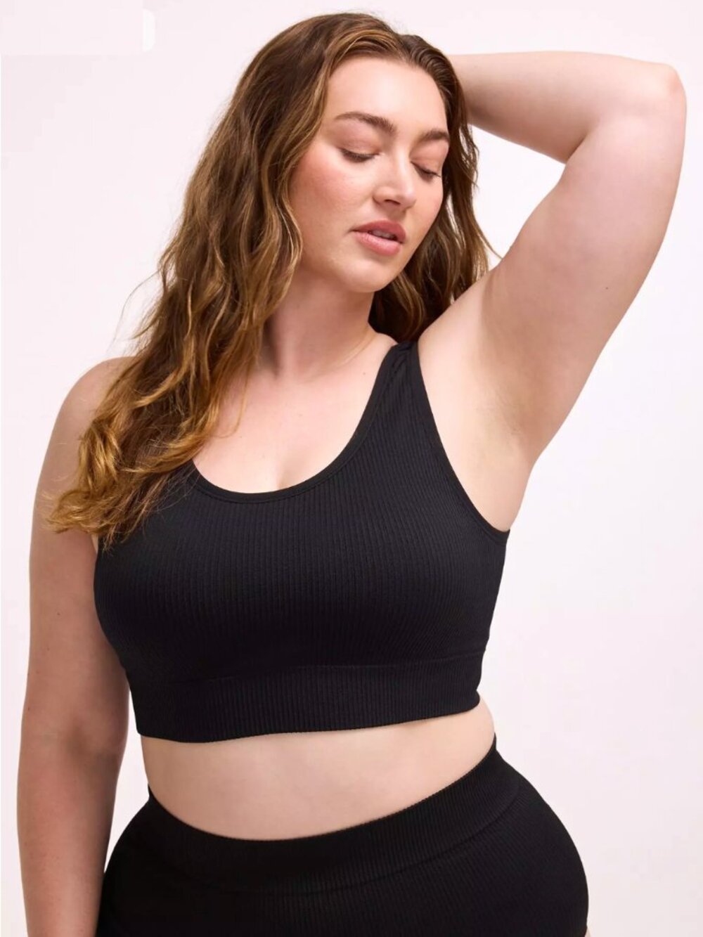 Torrid Black Lightly Lined Seamless Rib Scoop Bralette - Plus Size 3 Sports Bra